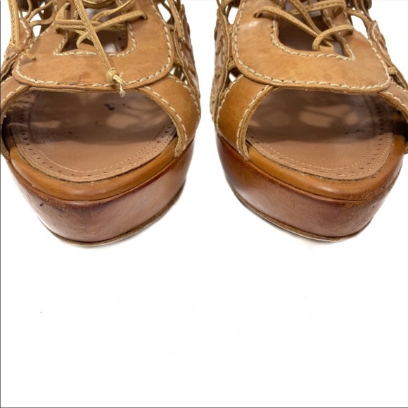 Alaia Paris Strappy Tan High Platform Heels Size 38.5 - Picture 11 of 14
